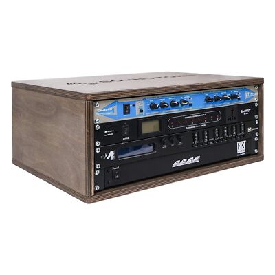 Sound Town DIY 4U Studio Rack with Baltic Birch Plywood, Weathered Brown (SDR...