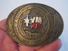 STATE OF TEXAS SESQUICENTENNIAL CELEBRATION BELT BUCKLE 3 1/2" X 2 1/2" - GW1