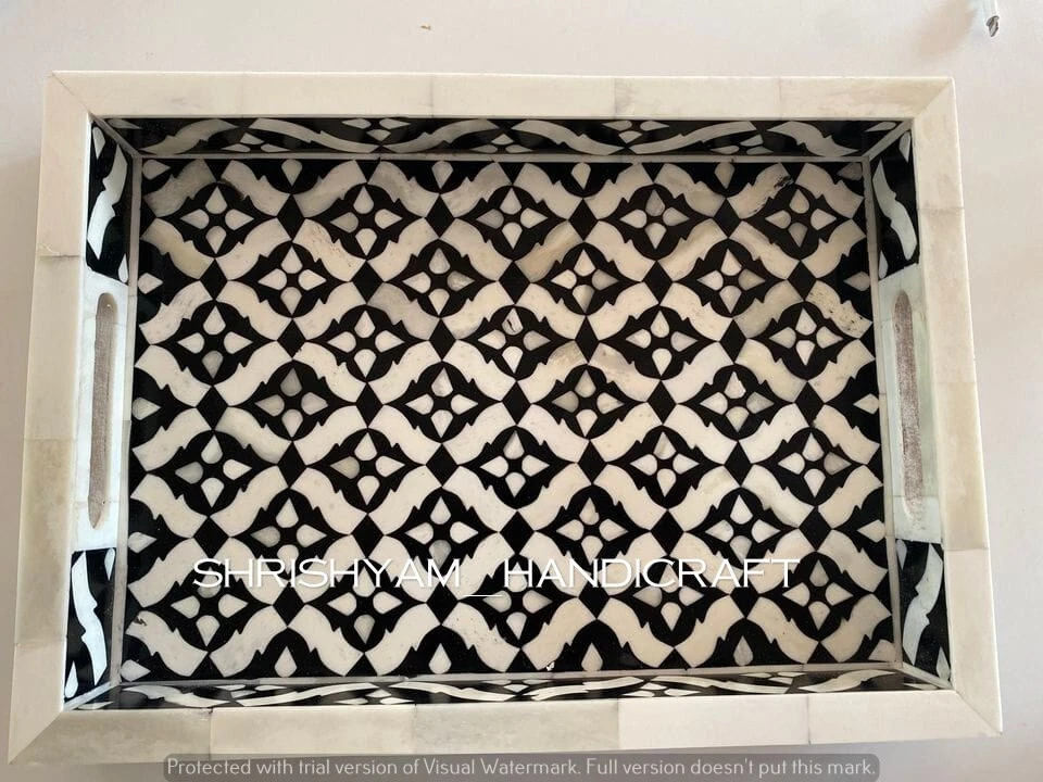Handmade Beautiful Bone Inlay Serving Tray, Perfect for Hosting and Entertaining - Image 3 of 4