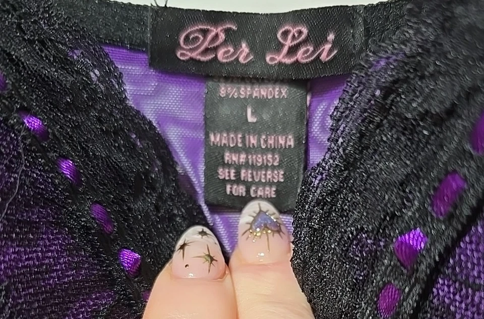 Conjunto Babydoll Grande Per Lei Estampado Animal Cebra Transparente Chemise Lencería Púrpura Foto 2 de 4