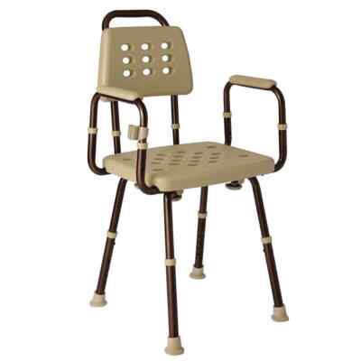 Shower Bath Seat Stool Chair Back Rest Microban Non Slip Rubber Tip Legs Safety