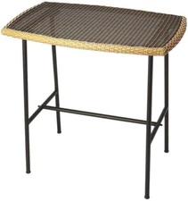 Pub Table Drinks Designers Edge Distressed Black Brown Tan Woven Polyethylene
