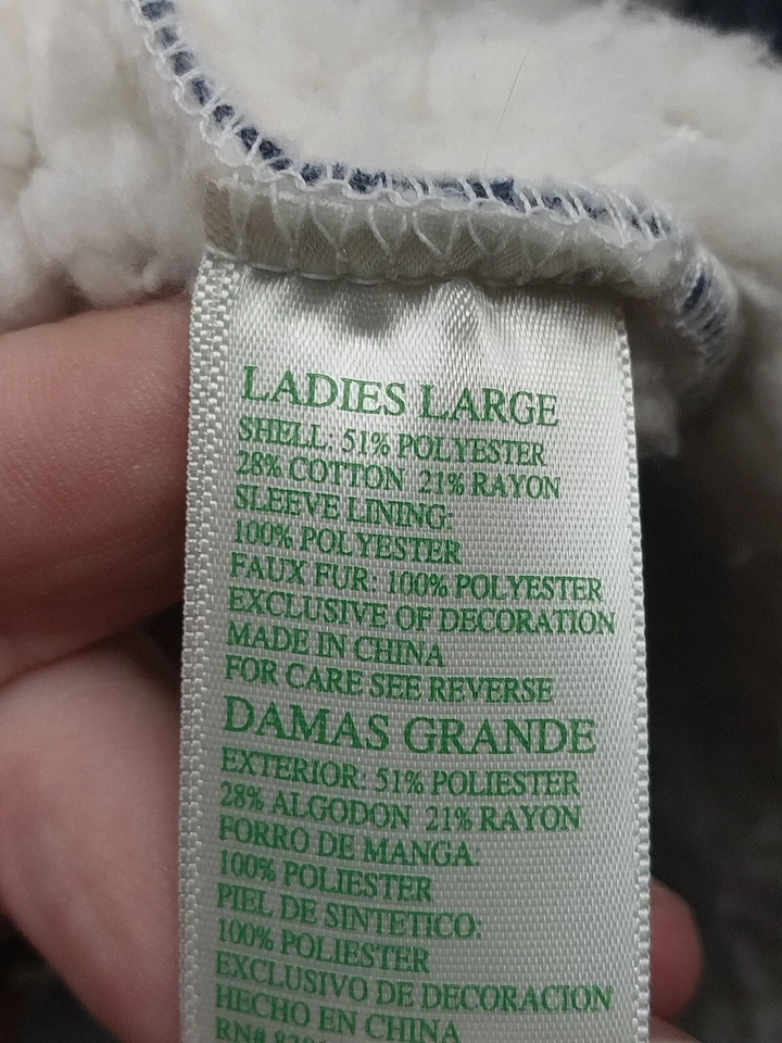 Cárdigan de mujer grande forrado Sherpa GREEN TEA azul jaspeado delantero abierto Foto 4 de 4