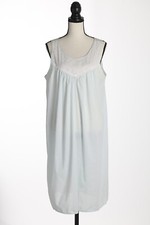 Vintage FRENCH MAID Short Cotton Nightgown Nightie Size M Pale Blue Sleeveless