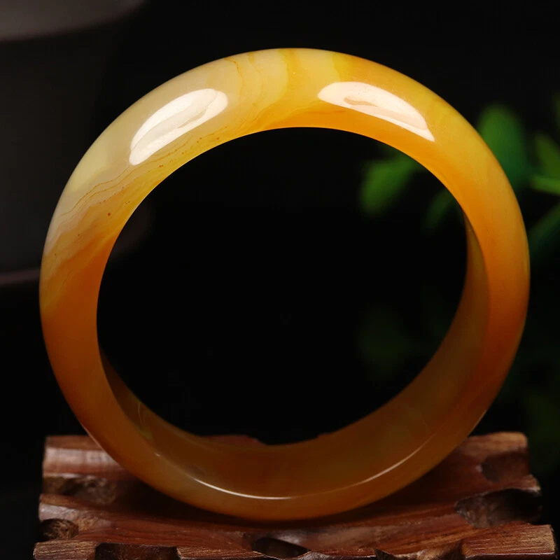 Brazalete Brazalete Ágata 54mm Natural Amarillo Marrón Calcedonia Jade 06083 Foto 3 de 4