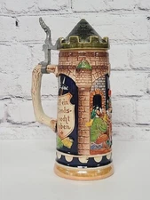 Vintage W. Germany Original Gerzit Gerz 9" Ceramic Stien w/Ceramic Castle Lid