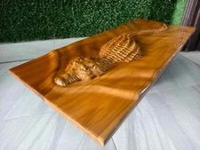 Natural Alligator Crocodile Sculpture Wall Hanging Wooden Wall Decor Crocodile