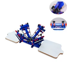 Micro-adjust 4 Color 2 Station Screen Printing Machine Press Printer DIY Tools