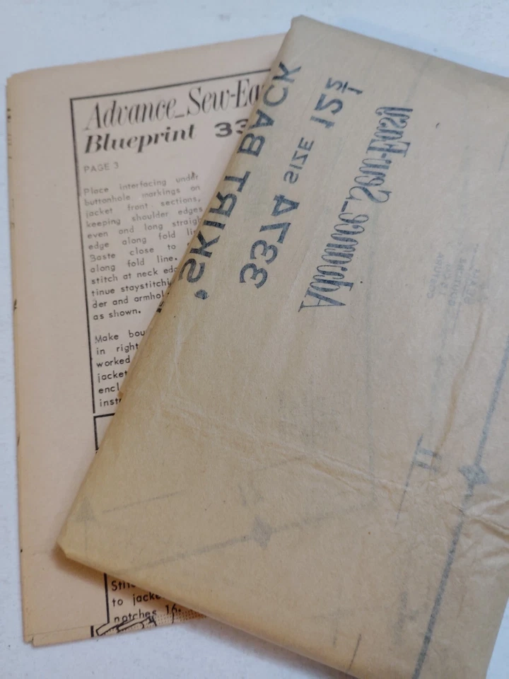 Dress Jacket 12 1/2 Advance 3374 Sewing Pattern Cut VTG Elbow 3/4 Sleeve Slim - Image 4 of 4