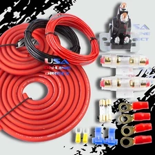 4GA CABLES HEAVY DUTY DUAL AUXILIARY BATTERY ISOLATOR COMPLETE AGU FUSE KIT 