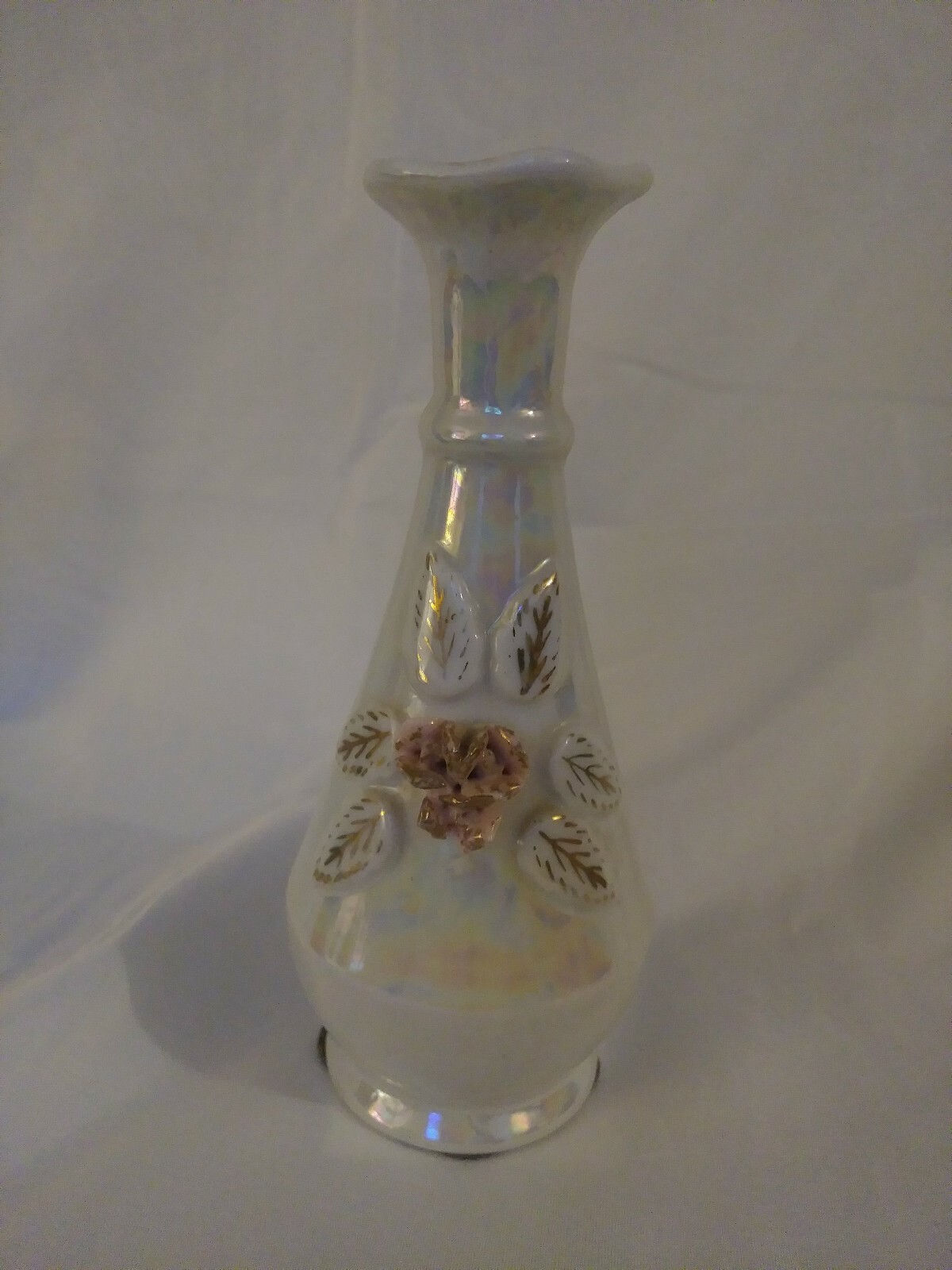 Betson's Japan Porcelain Bud Vase Iridescent And Gold With Pink Florals eBay