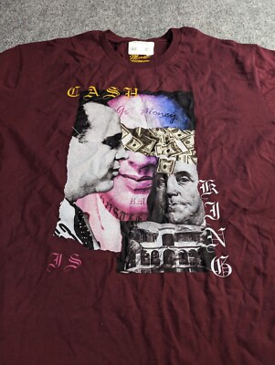 Muerte Hustle Daily T Shirt Mens XL Maroon Cash Is King - Get
