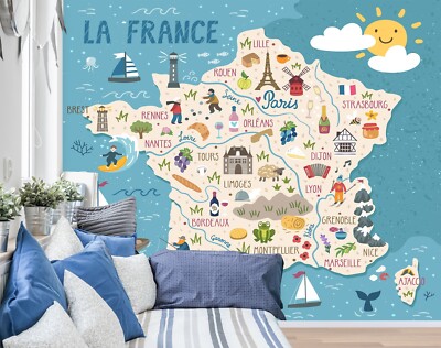 3D Cute World Map ZHUA921 Wallpaper Wall Murals Removable Self-adhesive Ann