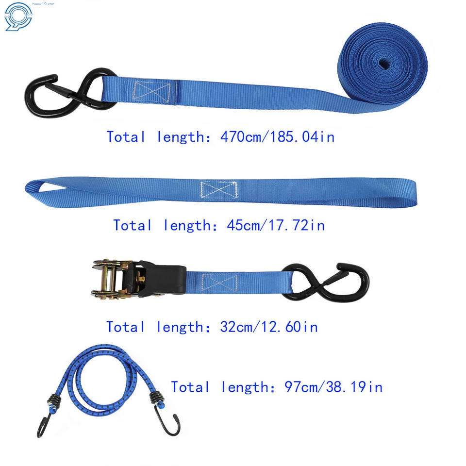 Correas de amarre de trinquete 4 PK 15 FT - 2.200 LB resistencia a la rotura bloqueo de seguridad ganchos en S Foto 2 de 4