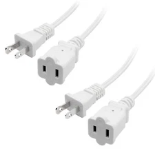 2Pack 2 Prong Extension Cord 5ft，US Male/Female Power Cable for NEMA 5-15P to...