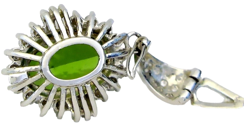 Colgante Peridoto y Diamantes Ovalados Oro Blanco 14k con Potenciador de Diamantes Foto 4 de 4