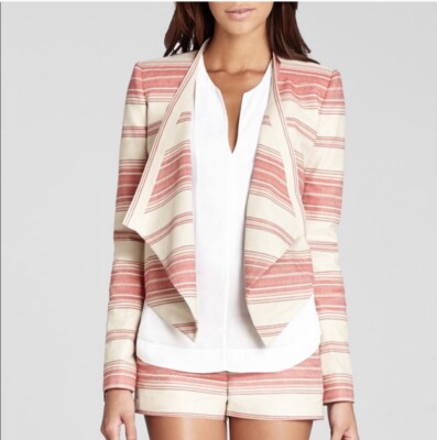 BCBGMAXAZRIA Abbey Red Multi Crop Jacket Size Small