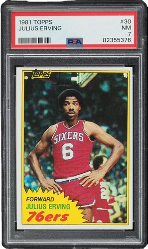 Julius Erving Professional Sports Authenticator (PSA) Basketball Grade 7 Sports Trading Cards & Accessories