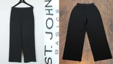ST JOHN Basics Blck Santana Knit Flat Front Straight Wide Dress Pants Trousers 6