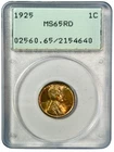 1925 Lincoln Wheat Cent Penny Gem PCGS MS65 RD OGH Rattler, Make Offer!