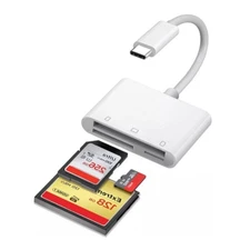 FLEAVER USB C to SD CF Card Reader for iPad Pro/Macbook Supports CF/SD/TF card