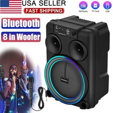 Portable Bluetooth Speaker Bass Karaoke System USB/TF/FM/AUX/RGB For Home Party