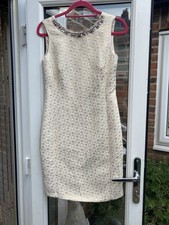 Monsoon Dress Uk 12 Cream Gold Spots With Tags