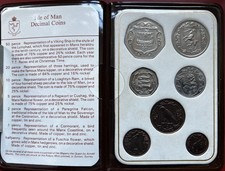 Isle of Man 1984 UNC 7 coin set: 1/2 - 50 Pence in Brown Folder by Pobjoy Mint