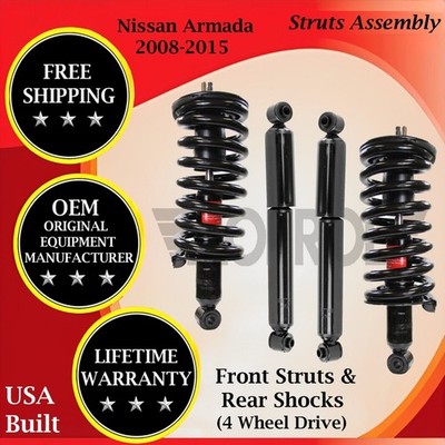 Monroe OEM Front Strut & Rear Shock for 2008-2015 Nissan Armada 4WD Lifetime Wa.