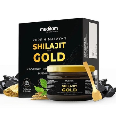 Muditam Ayurveda Shilajit Gold Resin 20g | 24K Gold | Boost Energy & Stamina