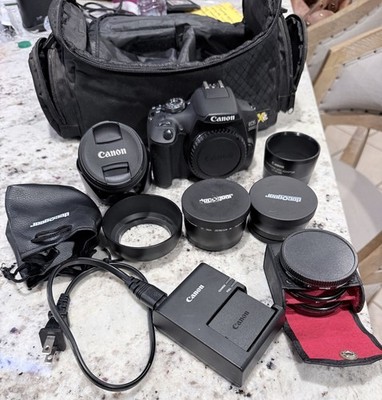Canon EOS Rebel T7 24.1 MP Digital SLR Camera Kit With Lens Acc In Case Lot