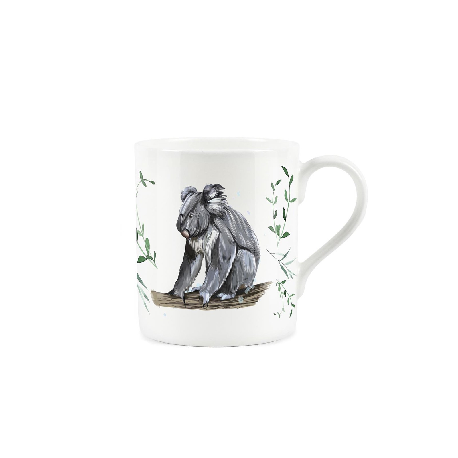 Small Bone China Mug - Wild Animal Zoo Grey Koala Bear Leaves Coffee/Tea Gift