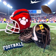 Build A Bear Football Helmet Red Paw Print & Black Cleats Shoes BABW Set