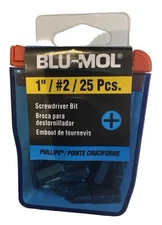Blu-Mol 1” #2 Phillips Screwdriver/gun Drill Bit Tips 00739 (25pc Pack)