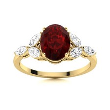 Sterling Silver Garnet Gemstone New Solitaire with Accents Sister Ring