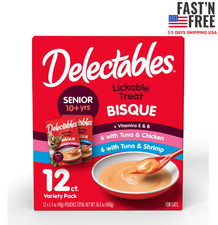 Delectables Lickable Cat Treats Bisque for 10 Variety Pack, 12 Count 16.8 oz. 