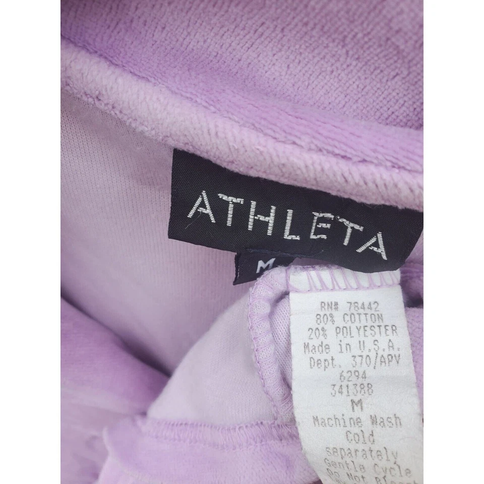 Athleta Top Medium Womens Long Sleeve N Neck Purple Soft Velvet Feel - Image 4 of 4
