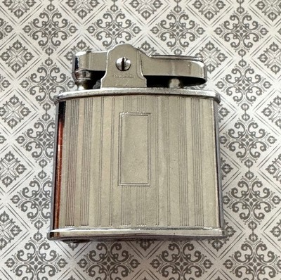 Vintage Deco Ronson Standard Chrome Stripe Petrol Cigarette Lighter Works VGC