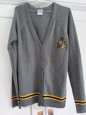 Cárdigan suéter gris Box Lunch Harry Potter Hufflepuff para mujer talla XL USADO EN EXCELENTE ESTADO