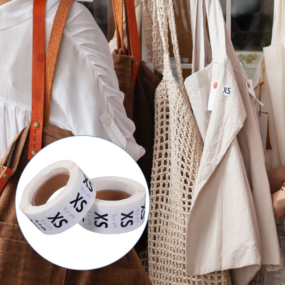 2 Roll Étiquettes De Taille Vêtements Autocollants Dimensionnement Pour