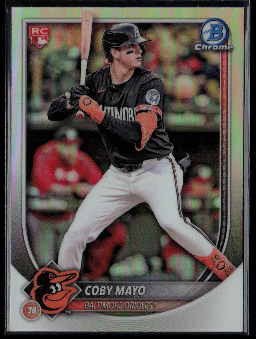 2025 Bowman #37 Coby Mayo Rookie Bowman Chrome Red Rookie Logo Baltimore Orioles