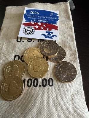 2026 President Donald J. Trump  $1 Dollar Coin Bag $100 - No privy (searched)