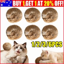 1-6Pcs Real Rabbit Fur Cat Toy Balls Soft Fuzzy Interactive Pet Chasing Play Toy