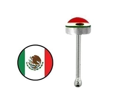 Body Accentz Nose Ring Stud Mexican Flag Logo Ring top 316L Surgical Steel Bone
