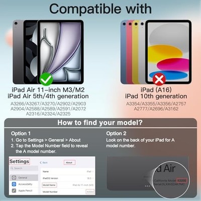 JETech Case for iPad Air 11'' M3/M2 (2025/2024), iPad Air 5/4 (2022/2020)