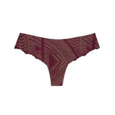 Victoria's Secret PINK Lace Back Extra Low Rise Thong Panty (Black Orchid)