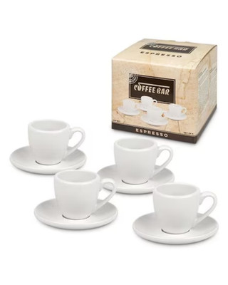 New Konitz Coffee Bar Espresso Cups with Saucers - Set of 4.