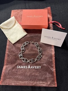 JAMES AVERY Sterling Silver Heart Link Bracelet 18g Size 7.5 Signed