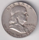 1959 D BEN FRANKLIN HALF DOLLAR 90% SILVER DENVER .50¢ UNITED STATES USA