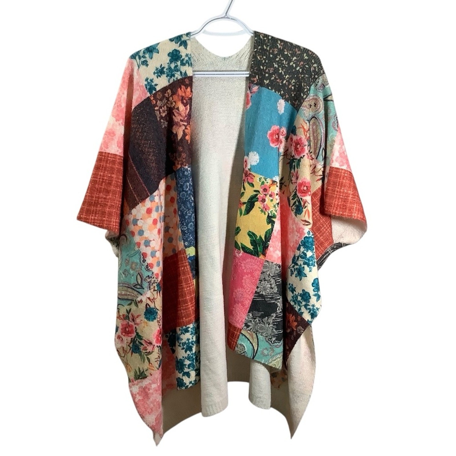 Reversible Patchwork Kimono Cardigan Multicolor - image 1